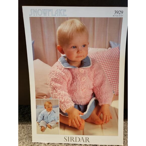 New Sirdar 3929 Snowflake Baby Child Cardigan Sweater Knitting Pattern - Picture 2 of 2